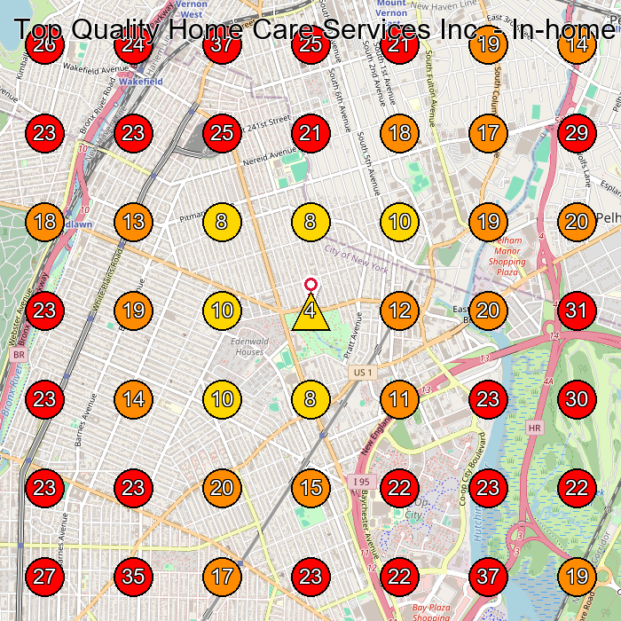 Top Quality Home Care Services Inc. - In-home Caregivers, Personal Care, Senior Care, Dementia Care, Cleaning Services GeoGrid visibility map for Home Help Service Agency in Bronx